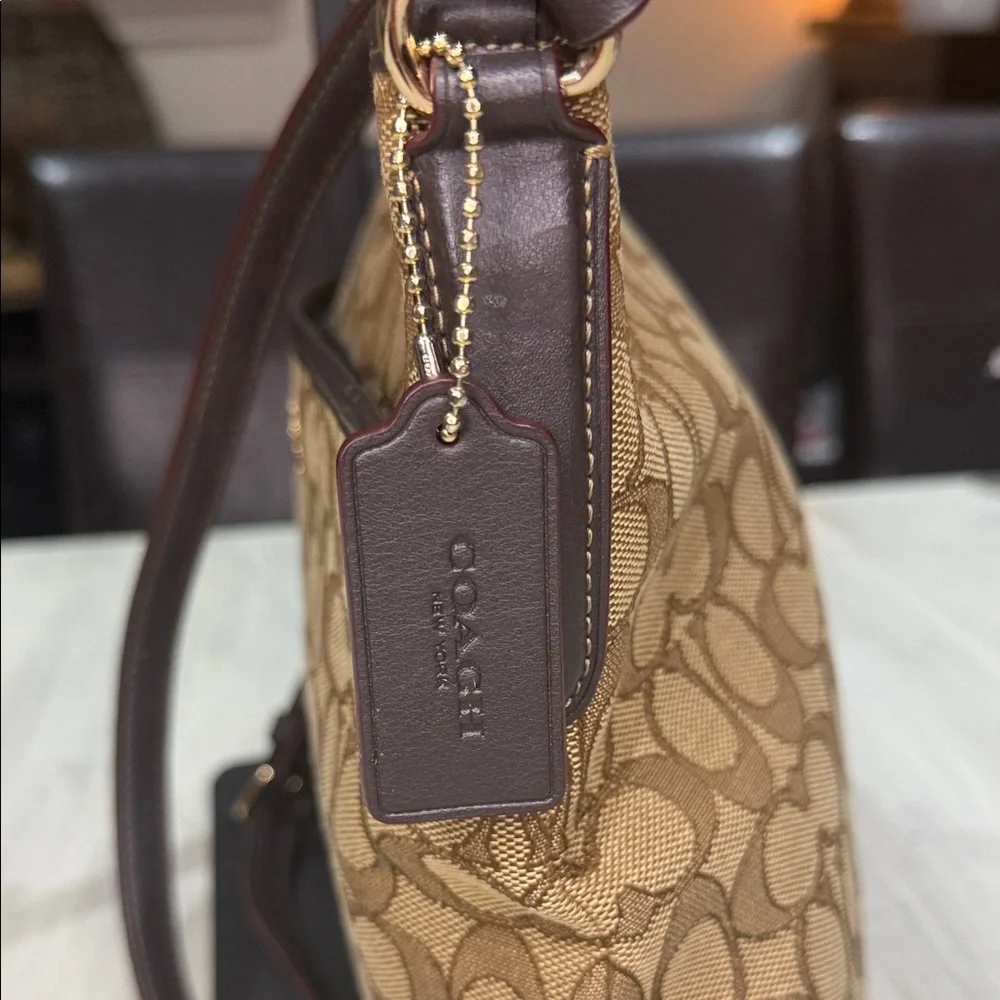 Coach Signature Brown and Tan Crossbody Bag